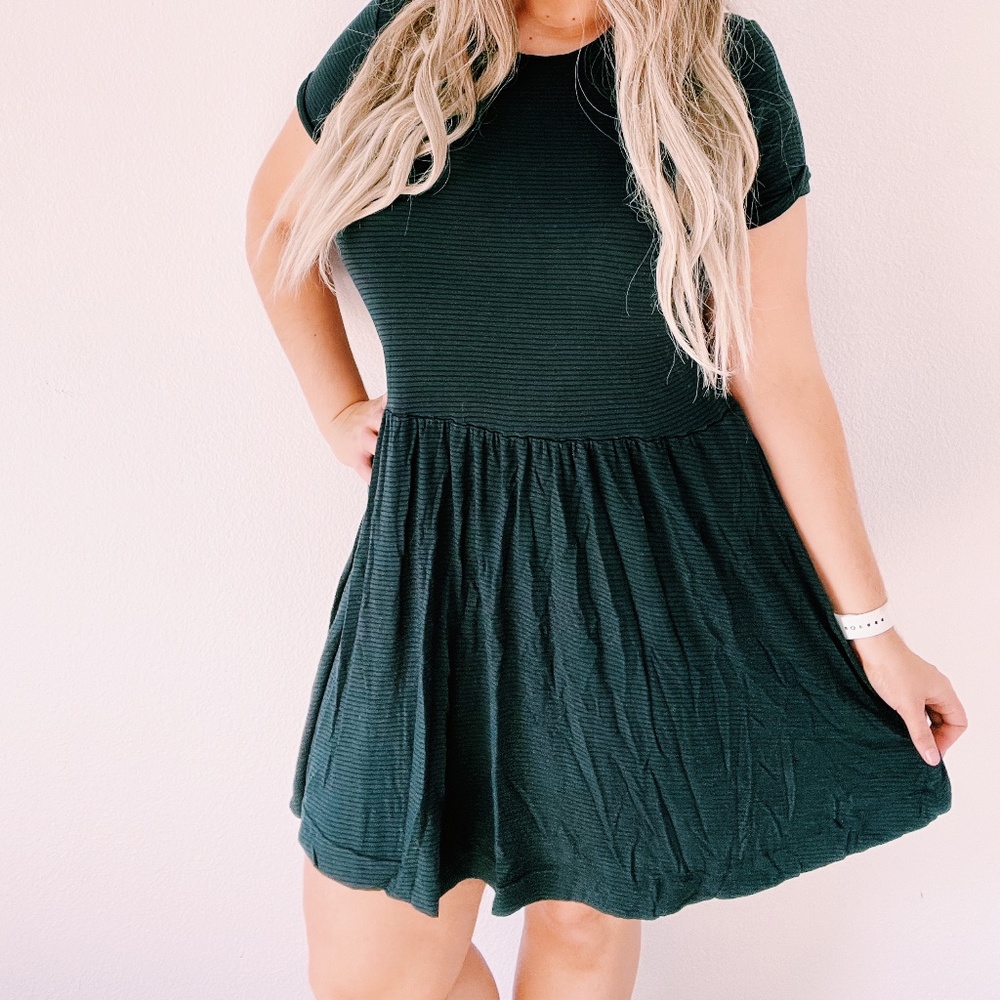 Zara TRF Casual Drop Waist Mini Dress Dark Blue Medium